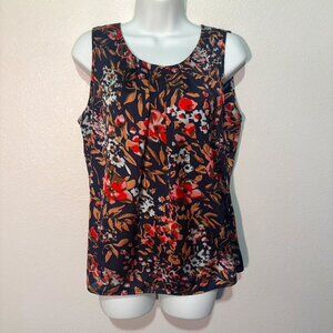 L Notations sleeveless multi-colored floral blouse